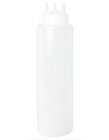 Flacone dosatore triplo ugello in polietilene, colore bianco - capacità ml 700