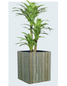 Fioriera quadrata realizzata in acciaio zincato e verniciato, rivestita in doghe di legno di pregio - cm 50x50x50h