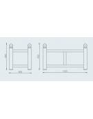 Fioriera a forma rettangolare in tubolare quadro con decori, ricavati da torneria e traversi in tubo quadro - cm 150x50x60h