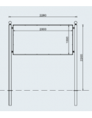 Bacheca in acciaio zincato con pannello in alluminio cm 200x150 - Da inghisare - Larghezza esterna cm 228