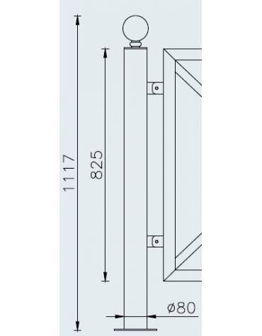 Supporto di testa da tassellare per barriera in tubolare acciaio zincato e verniciato - cm Ø8x111,7h