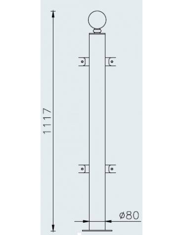 Supporto di mezzo da tassellare per barriera in tubolare acciaio zincato e verniciato - cm Ø8x111,7h