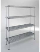 Scaffale per alimenti con montanti in alluminio e 4 ripiani forati in polietilene - cm 170x50x200h - Portata Kg 150 per piano