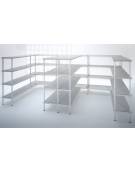 Scaffale per alimenti con montanti in alluminio e 4 ripiani forati in polietilene - cm 170x50x200h - Portata Kg 150 per piano