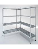 Scaffale per alimenti con montanti in alluminio e 4 ripiani forati in polietilene - cm 170x50x200h - Portata Kg 150 per piano