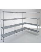 Scaffale per alimenti con montanti in alluminio e 4 ripiani forati in polietilene - cm 170x50x200h - Portata Kg 150 per piano