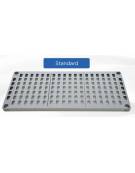 Scaffale per alimenti con montanti in alluminio e 4 ripiani forati in polietilene - cm 170x50x200h - Portata Kg 150 per piano