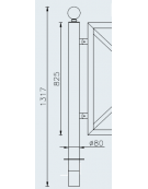 Supporto di testa da inghisare per barriera in tubolare acciaio zincato e verniciato - cm Ø8x131,7h