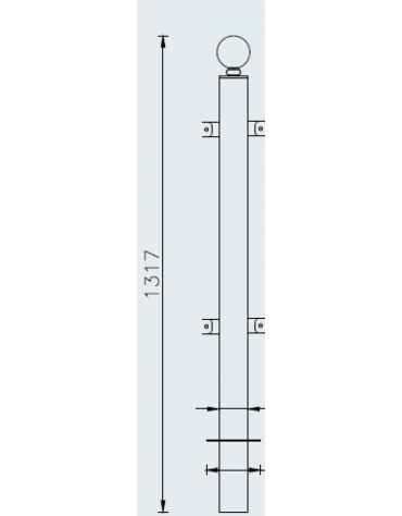 Supporto di mezzo da inghisare per barriera in tubolare acciaio zincato e verniciato - cm Ø8x131,7h
