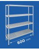 Scaffale per alimenti con montanti in alluminio e 4 ripiani forati in polietilene - cm 60x30x160h - Portata Kg 270 per piano