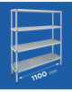 Scaffale per alimenti con montanti in alluminio e 4 ripiani forati in polietilene - cm 110x30x160h - Portata Kg 200 per piano