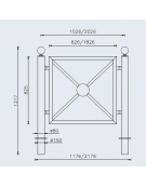Barriera completa in tubolare acciaio zincato e verniciato con nr. 2 supporti di testa da inghisare - cm 117,6x131,7h