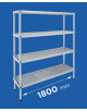 Scaffale per alimenti con montanti in alluminio e 4 ripiani forati in polietilene - cm 180x30x160h - Portata Kg 150 per piano