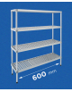 Scaffale per alimenti con montanti in alluminio e 4 ripiani forati in polietilene - cm 60x30x180h - Portata Kg 270 per piano