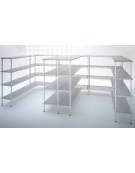 Scaffale per alimenti con montanti in alluminio e 4 ripiani forati in polietilene - cm 120x30x180h - Portata Kg 200 per piano