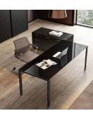 Tavolo riunione con piano in vetro Bianco,Verde,Grigio,Denim e Marsala-Gambe in acciaio Bianche,Nere o Alluminio-cm 240x124x73h