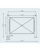 Barriera in tubolare acciaio zincato e verniciato con 2 supporti di testa da tassellare - cm 141x111,2h