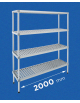Scaffale per alimenti con montanti in alluminio e 4 ripiani forati in polietilene - cm 200x30x180h - Portata Kg 150 per piano