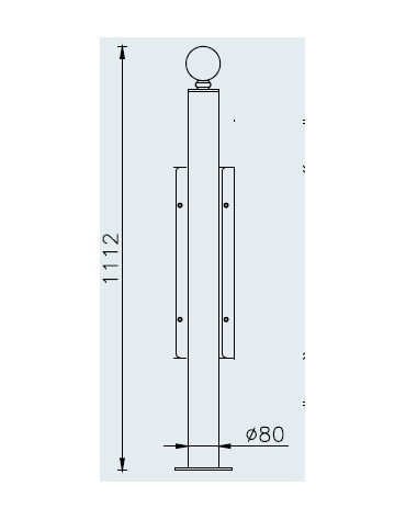 Barriera in tubolare acciaio zincato e verniciato - supporto di mezzo da tassellare - cm Ø8x111,7h