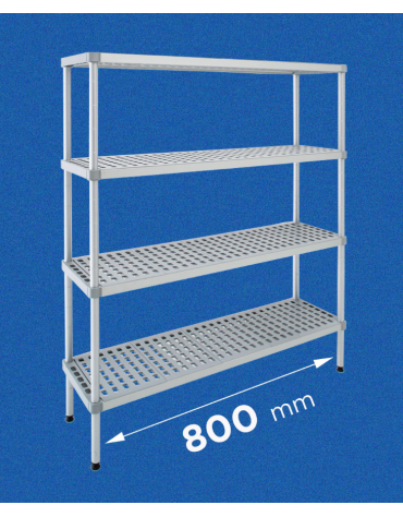 Scaffale per alimenti con montanti i