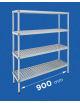 Scaffale per alimenti con montanti in alluminio e 4 ripiani forati in polietilene - cm 90x30x200h - Portata Kg 270 per piano
