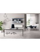 Tavolo riunione con piano in vetro laccato di vari colori-Gambe in alluminio colore Bianco,Nero o Alluminio-cm 220x100x75h