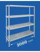 Scaffale per alimenti con montanti in alluminio e 4 ripiani forati in polietilene - cm 200x30x200h - Portata Kg 150 per piano