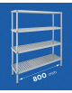 Scaffale per alimenti con montanti in alluminio e 4 ripiani forati in polietilene - cm 80x40x160h - Portata Kg 270 per piano