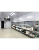 Scaffale per alimenti con montanti in alluminio e 4 ripiani forati in polietilene - cm 90x40x160h - Portata Kg 270 per piano