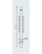 Supporto di mezzo da inghisare per barriera in tubolare acciaio zincato e verniciato - cm Ø8x131,2h