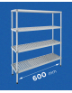 Scaffale per alimenti con montanti in alluminio e 4 ripiani forati in polietilene - cm 60x40x180h - Portata Kg 270 per piano