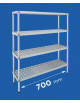 Scaffale per alimenti con montanti in alluminio e 4 ripiani forati in polietilene - cm 70x40x180h - Portata Kg 270 per piano