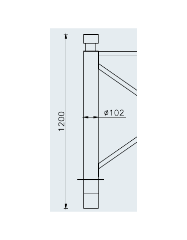 Supporto di testa da inghisare per barriera in tubolare acciaio zincato e verniciato - cm Ø10,2x120h