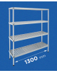 Scaffale per alimenti con montanti in alluminio e 4 ripiani forati in polietilene - cm 130x40x180h - Portata Kg 200 per piano