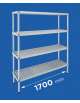Scaffale per alimenti con montanti in alluminio e 4 ripiani forati in polietilene - cm 170x40x180h - Portata Kg 150 per piano