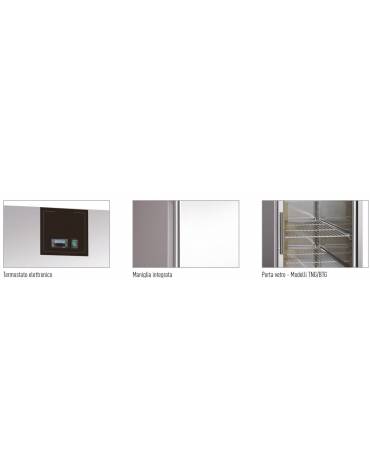 Armadio congelatore negativo GN 2/1 in acciaio inox AISI 304 con porta a Vetro-Ventilato -18° -22°C - Capacità 700 Lt.-Classe D