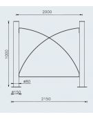 Barriera in tubolare acciaio zincato e verniciato con 2 supporti di testa da tassellare - cm 215x100h