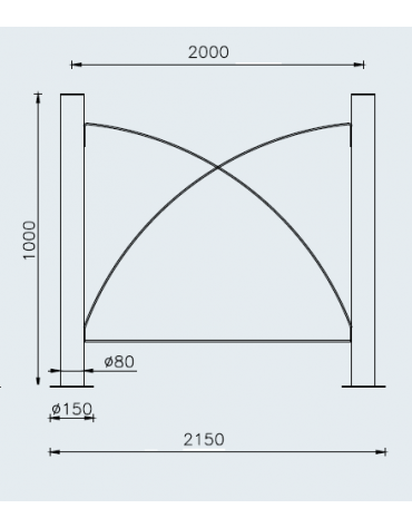 Barriera in tubolare acciaio zincato e verniciato con 2 supporti di testa da tassellare - cm 215x100h