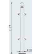 Supporto di mezzo da tassellare per barriera in tubolare acciaio zincato e verniciato - cm Ø8x111,7h
