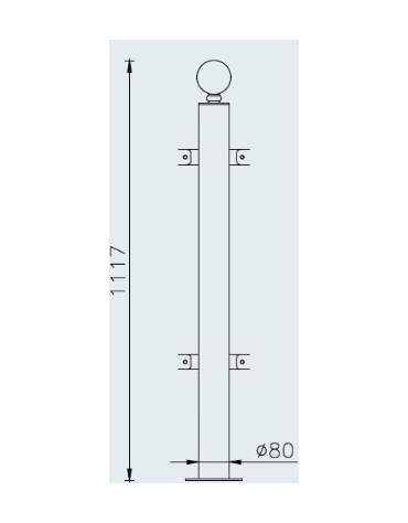 Supporto di mezzo da tassellare per barriera in tubolare acciaio zincato e verniciato - cm Ø8x111,7h