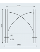 Barriera in tubolare acciaio zincato e verniciato - 2 supporti di testa da inghisare - cm 215x120h