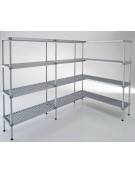 Scaffale per alimenti con montanti in alluminio e 4 ripiani forati in polietilene - cm 110x50x180h - Portata Kg 200 per piano