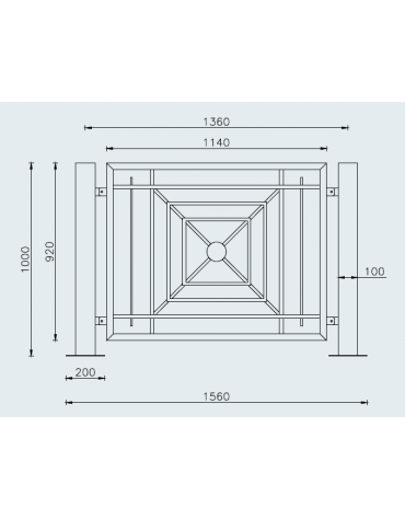 Barriera completa in tubolare acciaio zincato e verniciato con 2 supporti di testa da tassellare - 156x100h