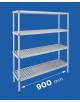 Scaffale per alimenti con montanti in alluminio e 4 ripiani forati in polietilene - cm 90x50x200h - Portata Kg 270 per piano
