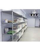 Scaffale per alimenti con montanti in alluminio e 4 ripiani forati in polietilene - cm 90x50x200h - Portata Kg 270 per piano