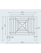 Barriera completa in tubolare acciaio zincato e verniciato con 2 Supporti di testa da inghisare - cm 136x120h