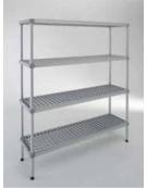 Scaffale per alimenti con montanti in alluminio e 4 ripiani forati in polietilene - cm 90x60x160h - Portata Kg 270 per piano