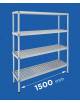 Scaffale per alimenti con montanti in alluminio e 4 ripiani forati in polietilene - cm 150x60x160h - Portata Kg 200 per piano