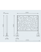 Barriera modulare da cm 200 con 2 supporti da inghisare, realizzata in acciaio zincato e verniciato - cm 215x100h