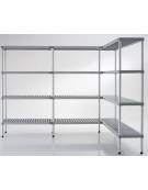 Scaffale per alimenti con montanti in alluminio e 4 ripiani forati in polietilene - cm 200x60x160h - Portata Kg 150 per piano